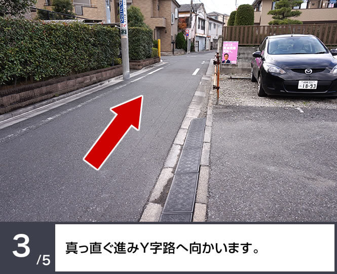 真っ直ぐ進みY字路へ向かいます。